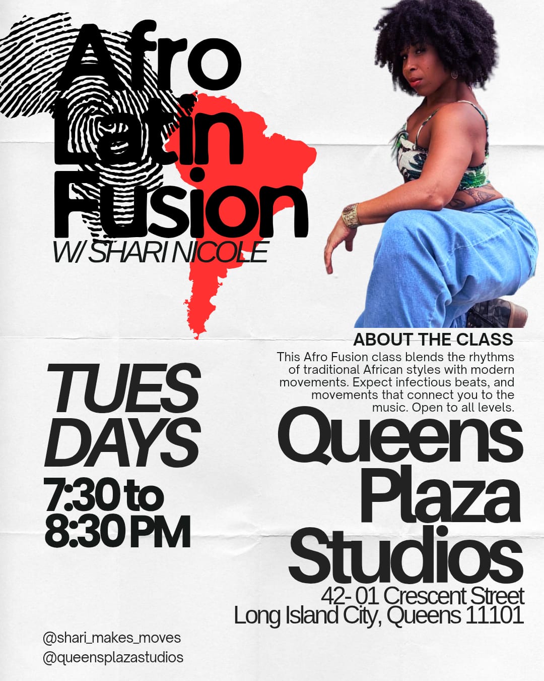 Afro Fusion w/ Shari Nicole — Tuesdays at Queens Plaza Studios
