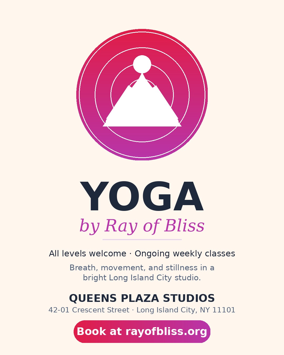 Yoga by Ray of Bliss at Queens Plaza Studios